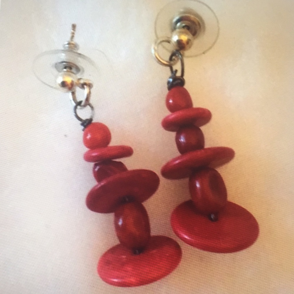 RED BAMBOO CORAL DROP EARRINGS